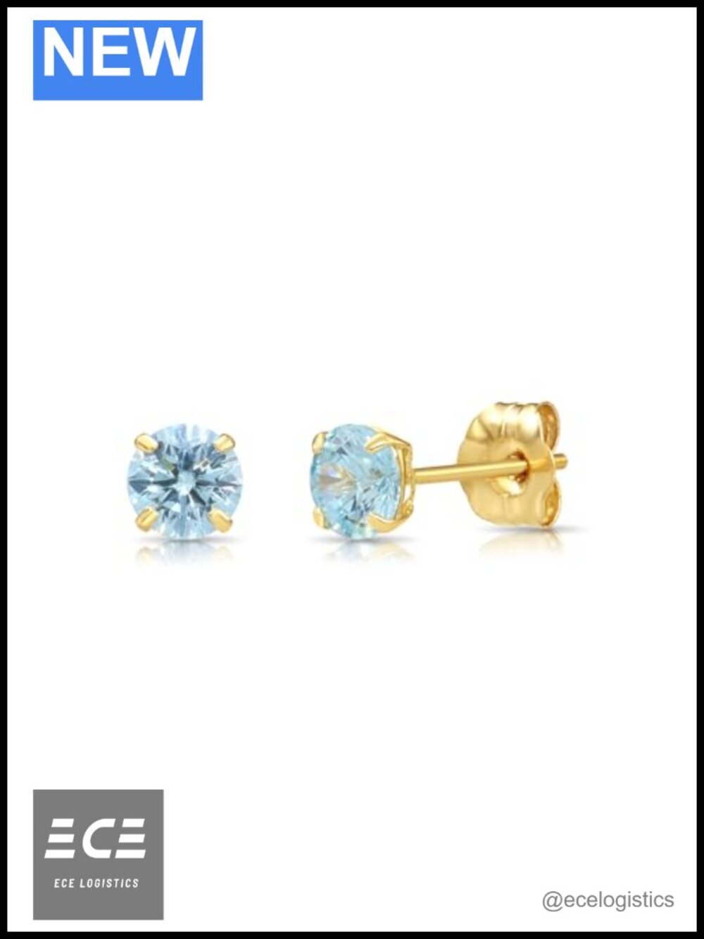 14k Yellow Gold 5mm Simulated Birthstone Stud Earrings Butterfly Push Back